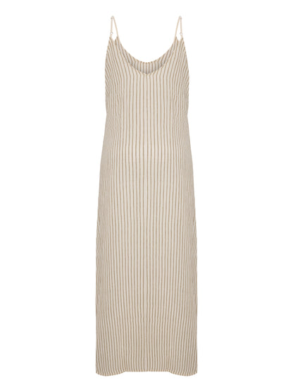 Yaz Dress - Khaki Green Stripes