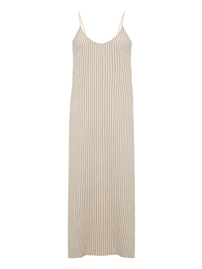 Yaz Dress - Khaki Green Stripes