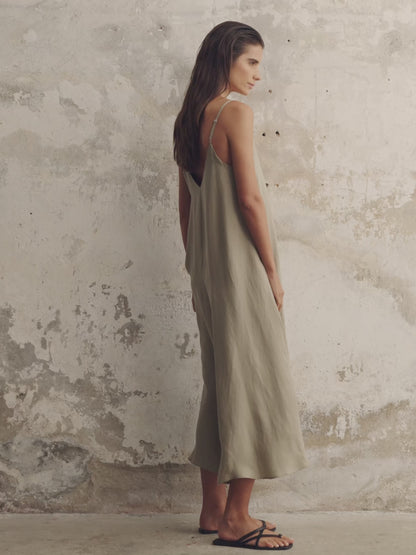 Lucid Flow Maxi Dress - Khaki Green