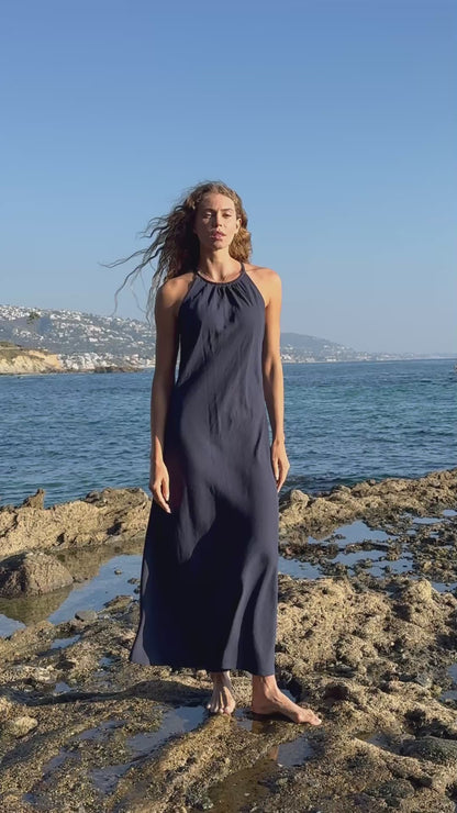Nora Halter Maxi Dress - Navy
