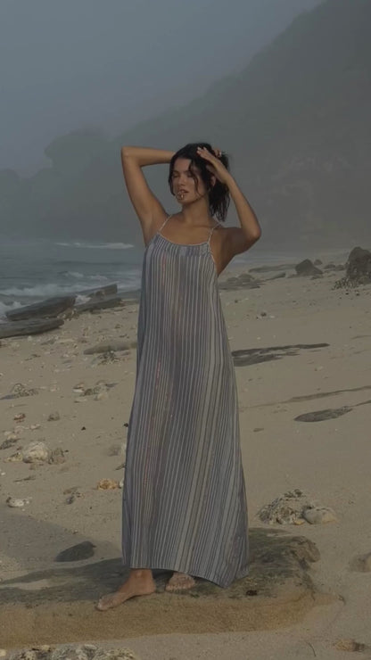 Canggu Maxi Dress - Navy With Stripes