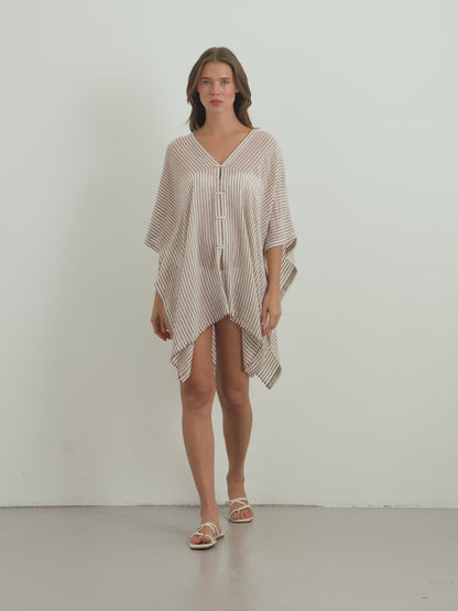 Ava Kimono - Burgundy Stripes