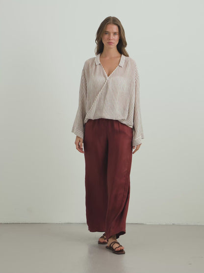 Sade Top - Burgundy Stripes