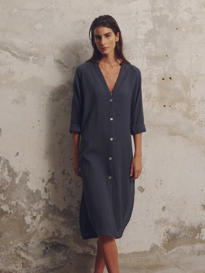 Terra Shirt Dress - Navy