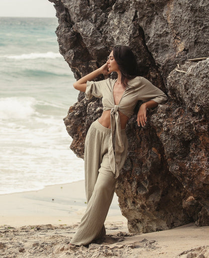 Bali Wrap Top - Khaki Green