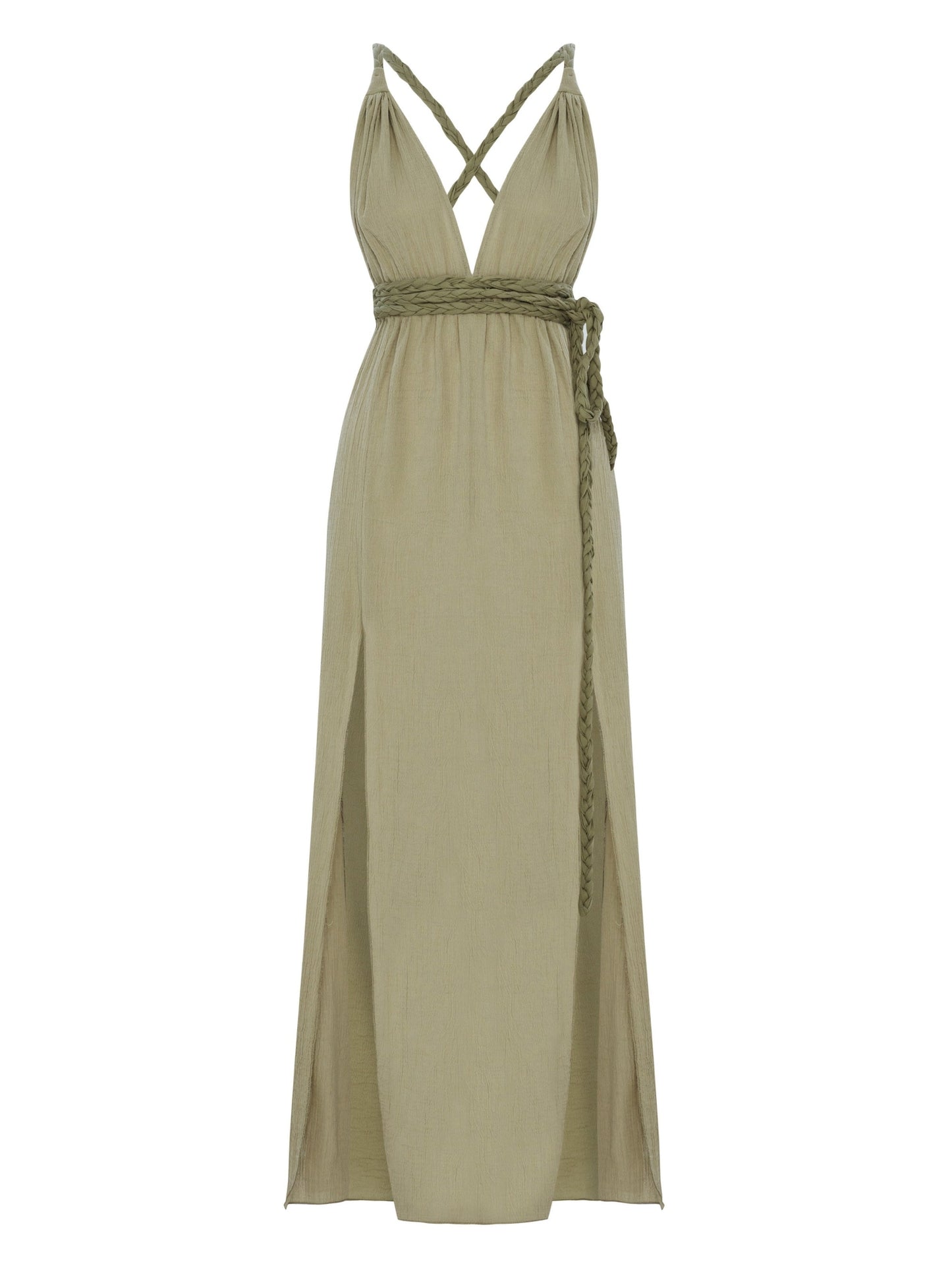 Muse Braided Straps Dress - Khaki Green