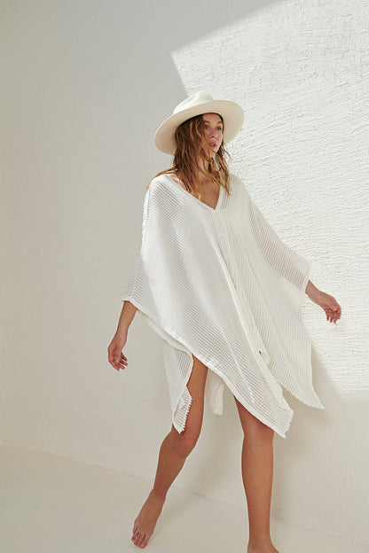 Ava Kimono White Stripes - The Handloom