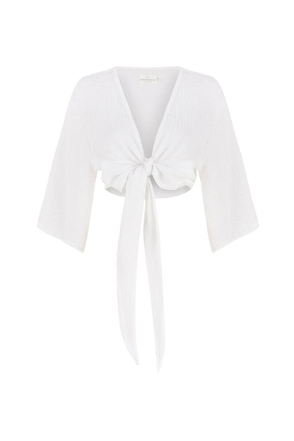 Bali Wrap Top White - The Handloom