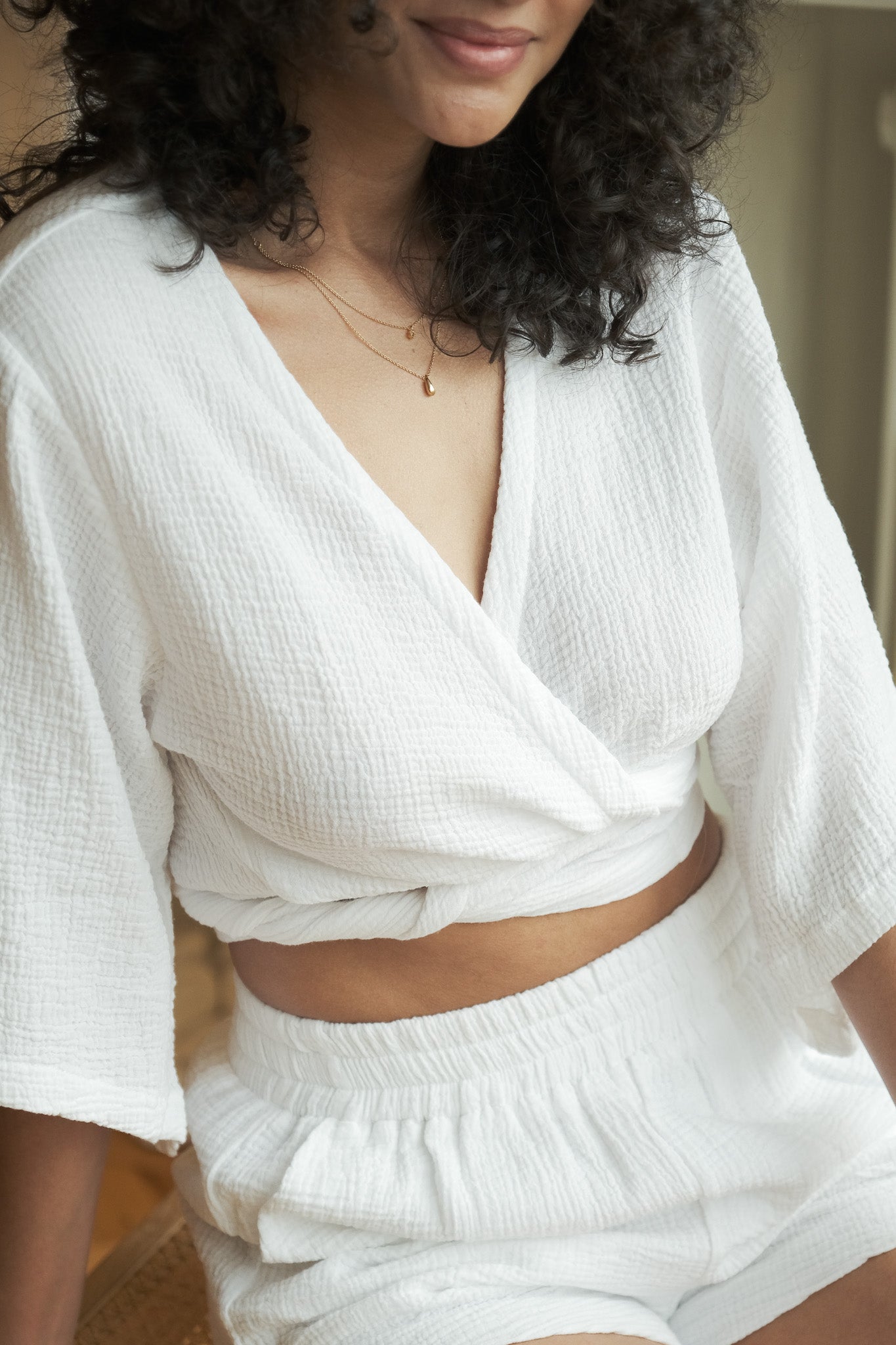 Bali Wrap Top White - The Handloom