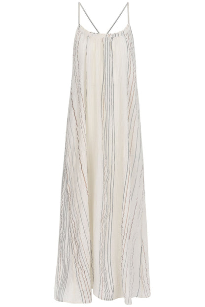 Canggu Maxi Dress Natural With Stripes - The Handloom