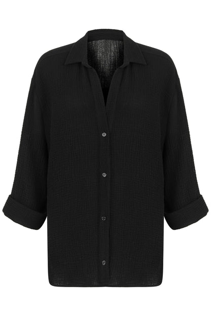 Echo Maxi Shirt Black - The Handloom