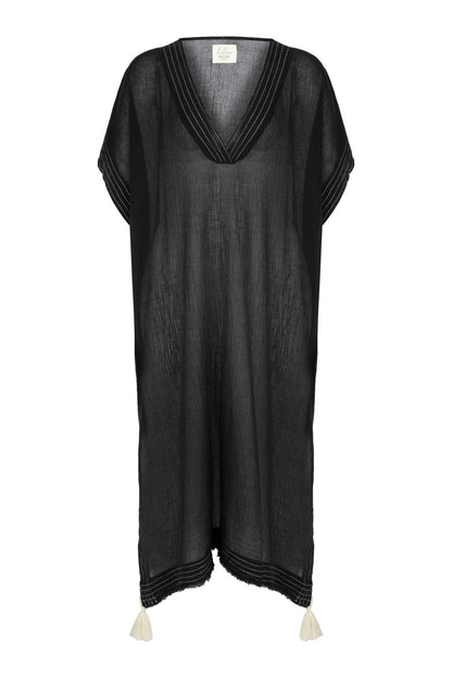 Ela Maxi Kaftan Black - The Handloom