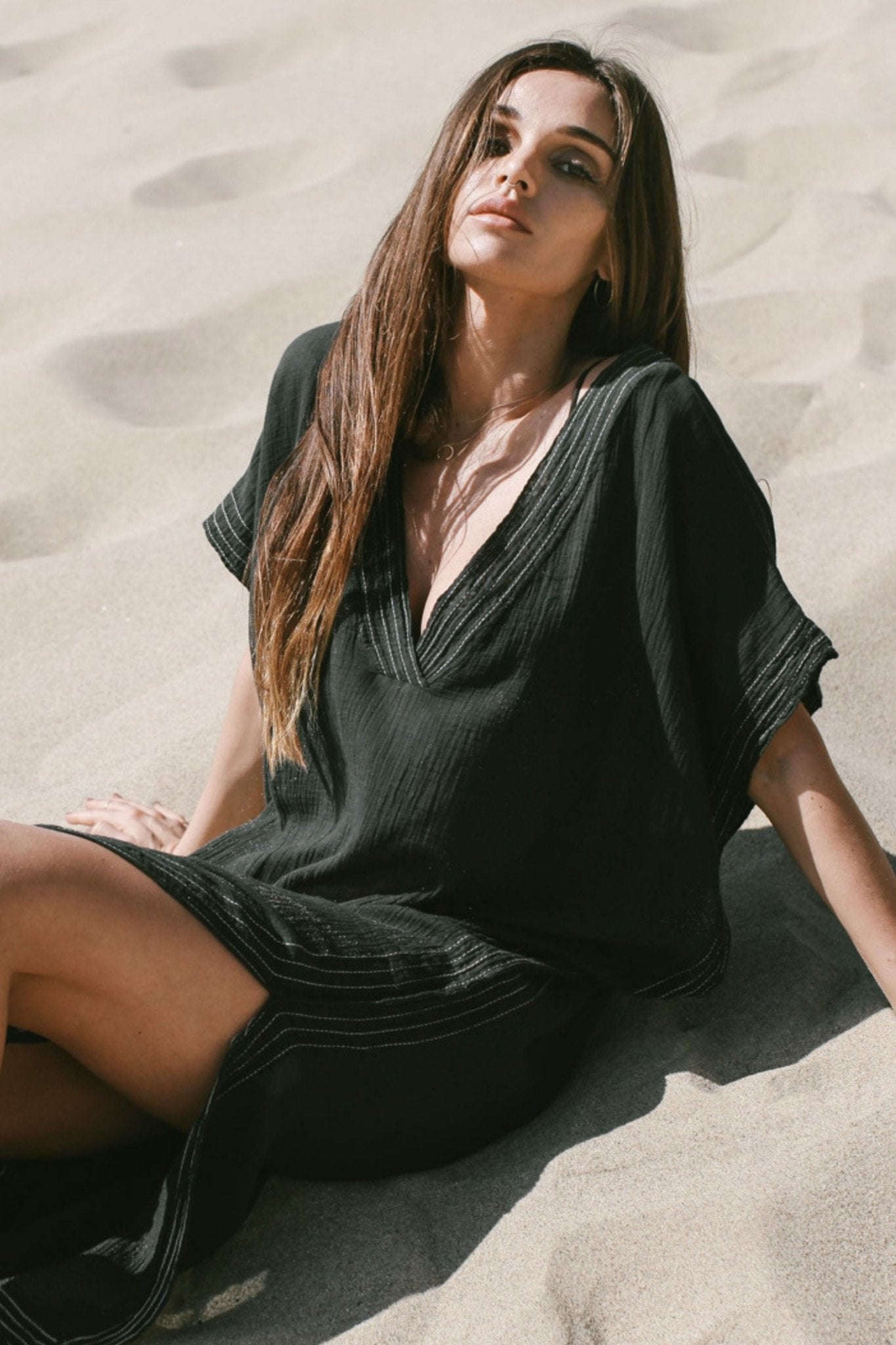 Ela Maxi Kaftan Black - The Handloom