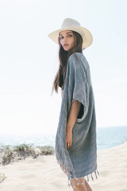 Gece V Back Kimono Stone - The Handloom