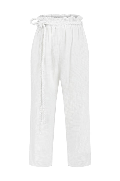 Paloma Paper Bag Pants White - The Handloom