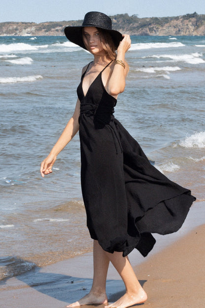 Sage Maxi Dress Black - The Handloom