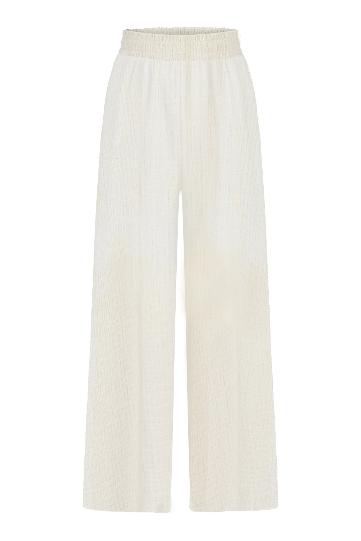 Skye Palazzo Pants Natural With Gold Stripes - The Handloom