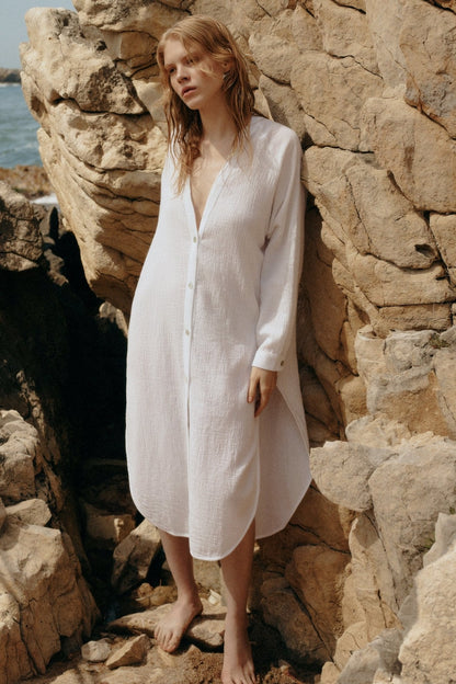 Terra Shirt Dress White - The Handloom