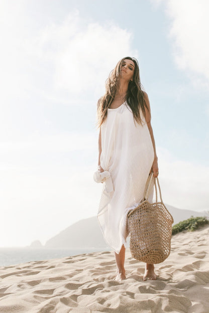 Yaz Maxi Dress White Stripes - The Handloom
